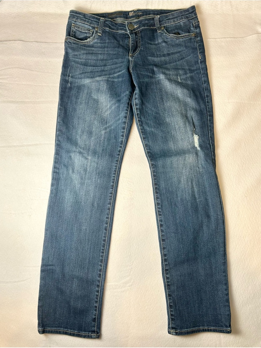 KUT from the Kloth Jeans Women's Size 8 Blue Wash Distressed Straight Leg